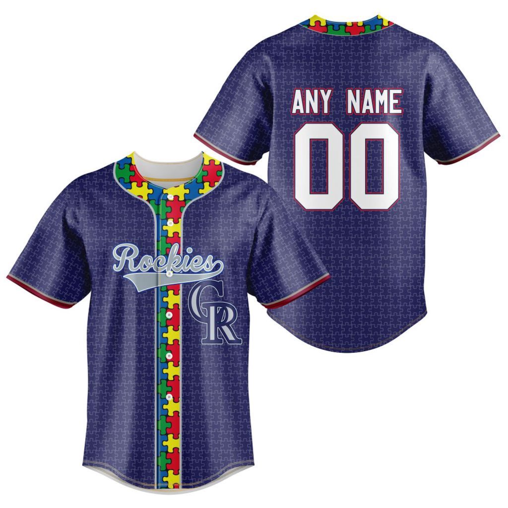 MLB Colorado Rockies Specialized Baseball Jersey Fearless Aganst Autism Gift for Men Women MLB Colorado Rockies Specialized Baseball Jersey Fearless Aganst Autism Gift for Men Women