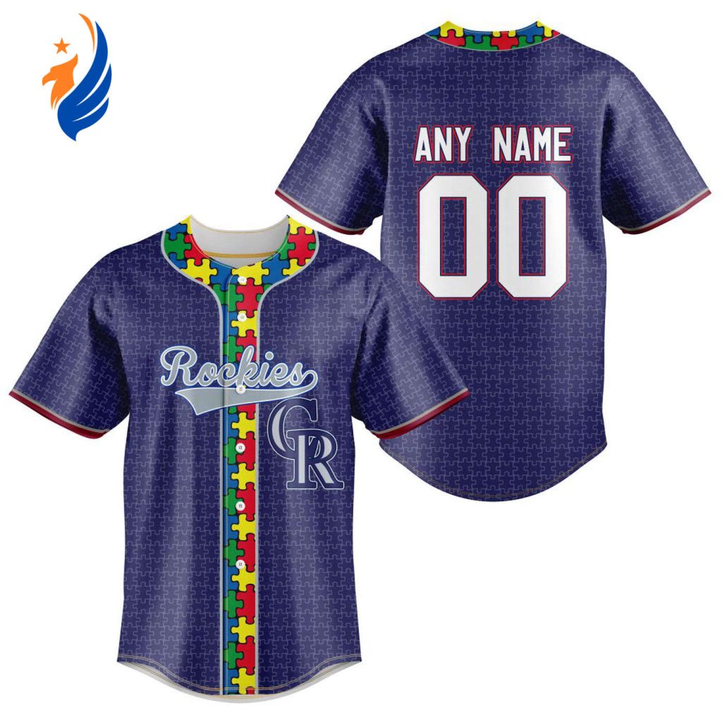 MLB Colorado Rockies Specialized Baseball Jersey Fearless Aganst Autism Gift for Men Women MLB Colorado Rockies Specialized Baseball Jersey Fearless Aganst Autism Gift for Men Women
