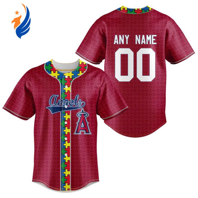 MLB Los Angeles Angels Of Anaheim Specialized Baseball Jersey Fearless Aganst Autism Gift for Men Women
