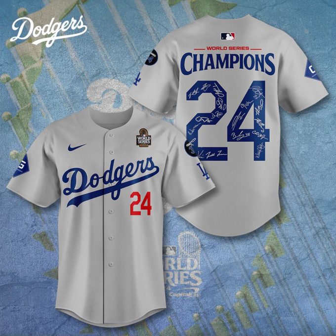 MLB Los Angeles Dodgers 2024 World Series Champions Design Baseball Jersey Gift for Men Women