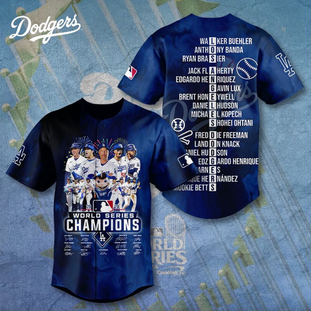 MLB Los Angeles Dodgers 2024 World Series Champions Design Baseball Jersey Gift for Men Women MLB Los Angeles Dodgers 2024 World Series Champions Design Baseball Jersey Gift for Men Women