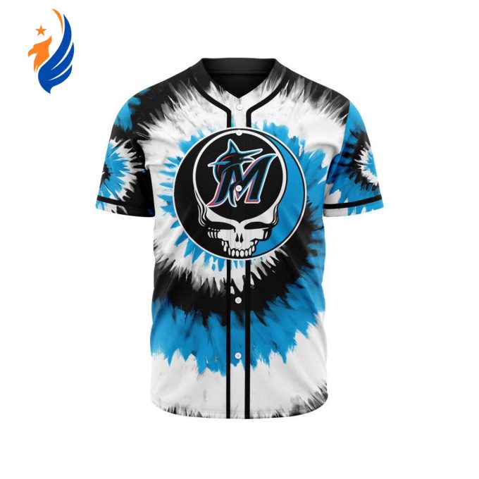 MLB Miami Marlins Special Grateful Dead Design Baseball Jersey Gift for Men Women MLB Miami Marlins Special Grateful Dead Design Baseball Jersey Gift for Men Women