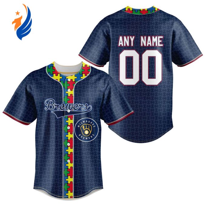 MLB Milwaukee Brewers Mix Grateful Dead | Specialized Baseball Jersey Fearless Aganst Autism Gift for Men Women MLB Milwaukee Brewers Mix Grateful Dead | Specialized Baseball Jersey Fearless Aganst Autism Gift for Men Women