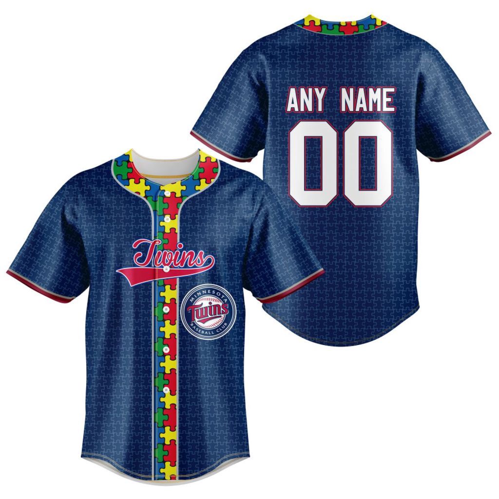 MLB Minnesota Twins Specialized Baseball Jersey Fearless Aganst Autism Gift for Men Women MLB Minnesota Twins Specialized Baseball Jersey Fearless Aganst Autism Gift for Men Women