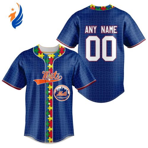 MLB New York Mets Specialized Baseball Jersey Fearless Aganst Autism Gift for Men Women