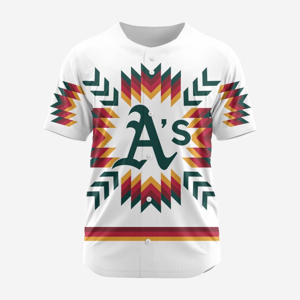 MLB Oakland Athletics Special Native Design Baseball Jersey Gift for Men Women MLB Oakland Athletics Special Native Design Baseball Jersey Gift for Men Women