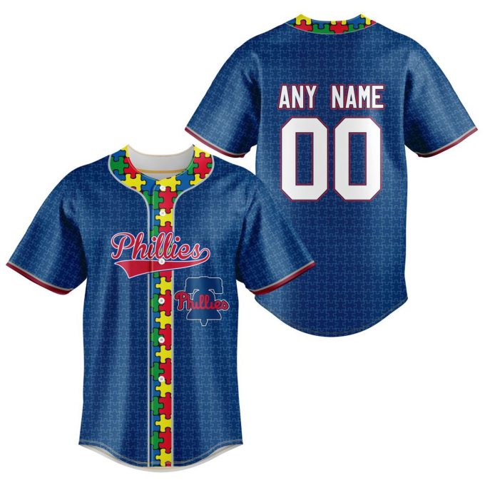 MLB Philadelphia Phillies Specialized Baseball Jersey Fearless Aganst Autism Gift for Men Women