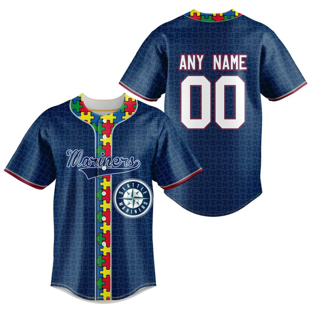 MLB Seattle Mariners Specialized Baseball Jersey Fearless Aganst Autism Gift for Men Women MLB Seattle Mariners Specialized Baseball Jersey Fearless Aganst Autism Gift for Men Women
