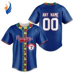MLB Texas Rangers Specialized Baseball Jersey Fearless Aganst Autism Gift for Men Women