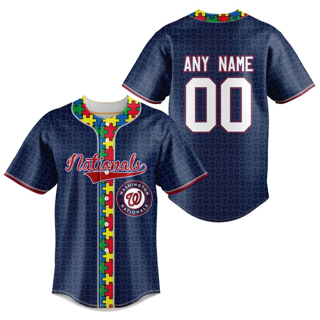 MLB Washington Nationals Specialized Baseball Jersey Fearless Aganst Autism Gift for Men Women MLB Washington Nationals Specialized Baseball Jersey Fearless Aganst Autism Gift for Men Women