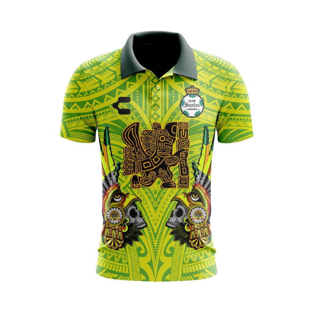 Personalise Liga MX Santos Laguna Mix Aztec Culture Concepts Polo Gift for Men Women Personalise Liga MX Santos Laguna Mix Aztec Culture Concepts Polo Gift for Men Women