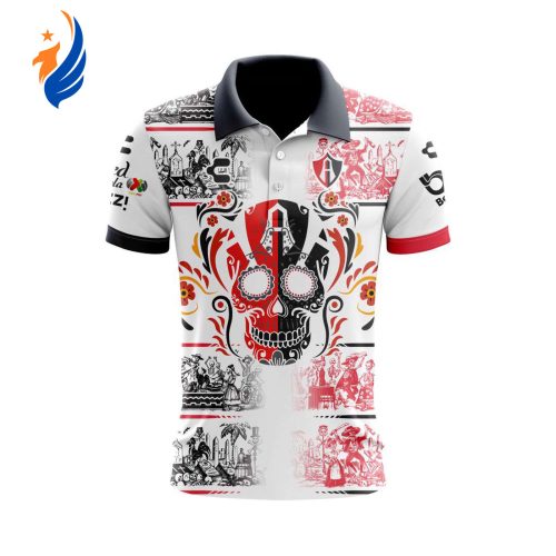Personalise Liga MX Atletico SanLuis Mix Aztec Culture Concepts Polo Gift for Men Women Personalize Liga MX Atlas Celebrate Día De Los Muertos With Polo Special Edition