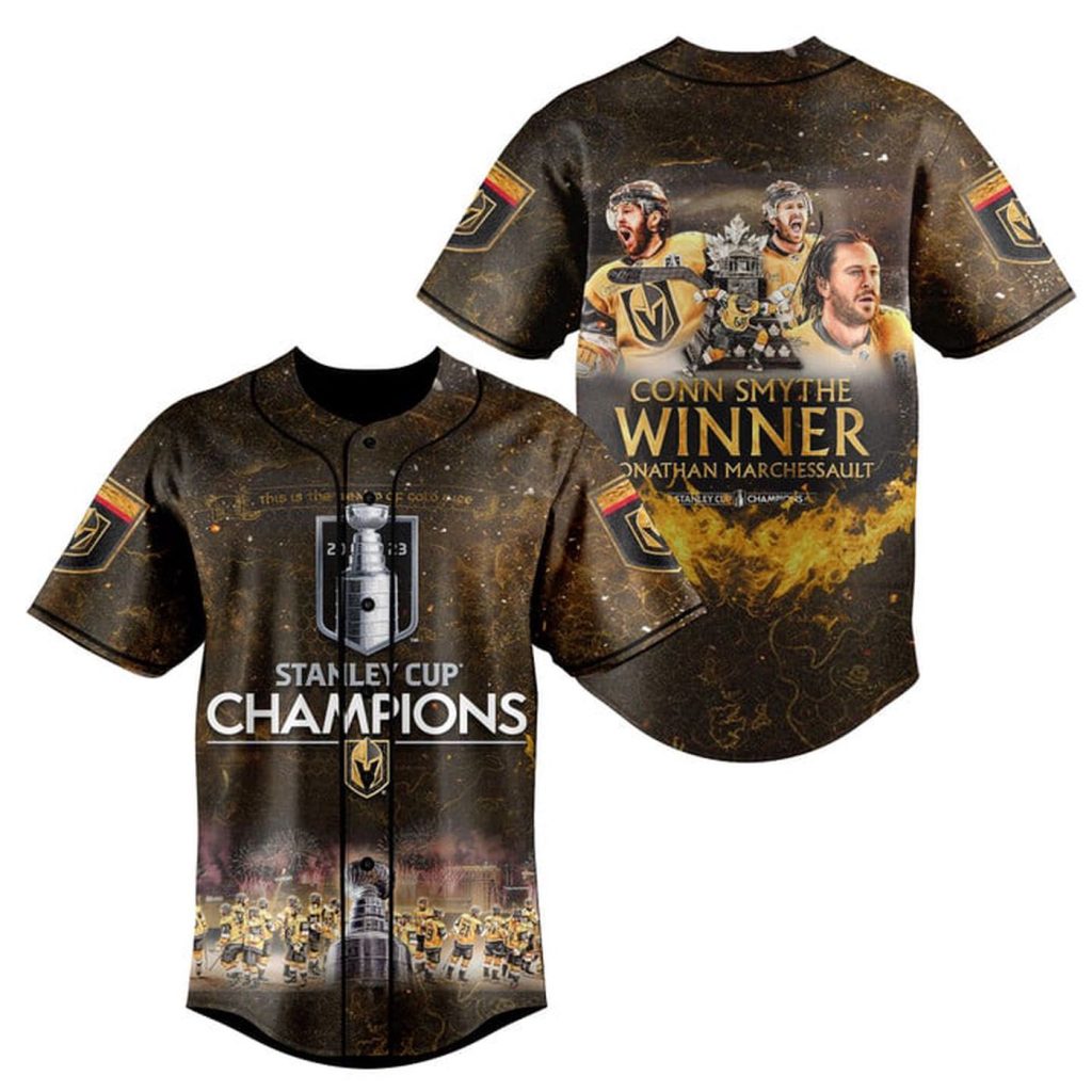 Vegas Golden Knights Conn Smythe Trophy Winner Jonathan Marchessault Baseball Jersey Vegas Golden Knights Conn Smythe Trophy Winner Jonathan Marchessault Baseball Jersey