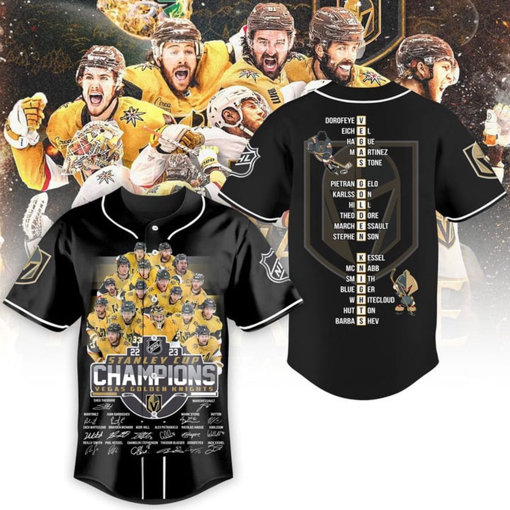 Vegas Golden Knights Stanley Cup Champions 2023 Black Baseball Jersey Gift for Men Women Vegas Golden Knights Stanley Cup Champions 2023 Black Baseball Jersey Gift for Men Women