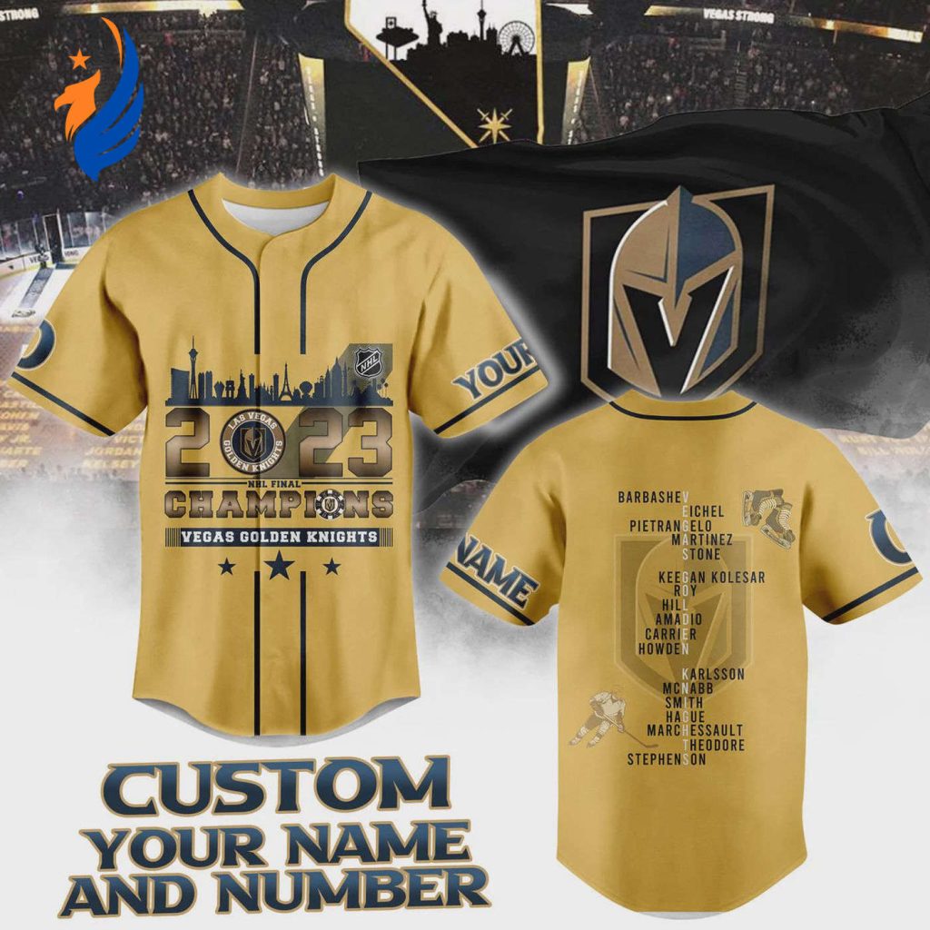 Vegas Golden Knights Stanley Cup Champions 2023 Gold Baseball Jersey Vegas Golden Knights Stanley Cup Champions 2023 Gold Baseball Jersey