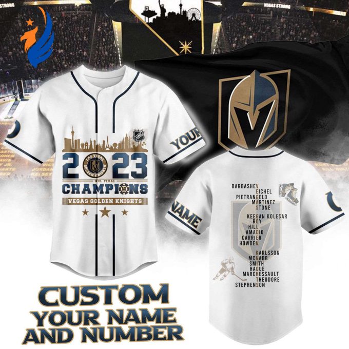 Vegas Golden Knights Stanley Cup Champions 2023 White Baseball Jersey Vegas Golden Knights Stanley Cup Champions 2023 White Baseball Jersey